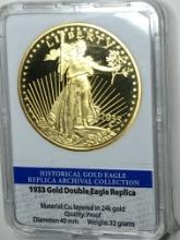 24 Kt Gold Layered Proof 1933 Double Eagle