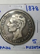 1878 Spain 5 Pesetas