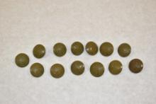 British. Thirteen Military Buttons