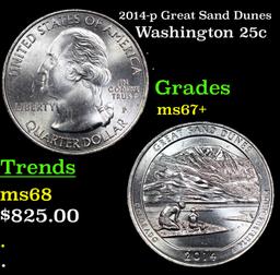 2014-p Great Sand Dunes Washington Quarter 25c Grades Gem++ Unc