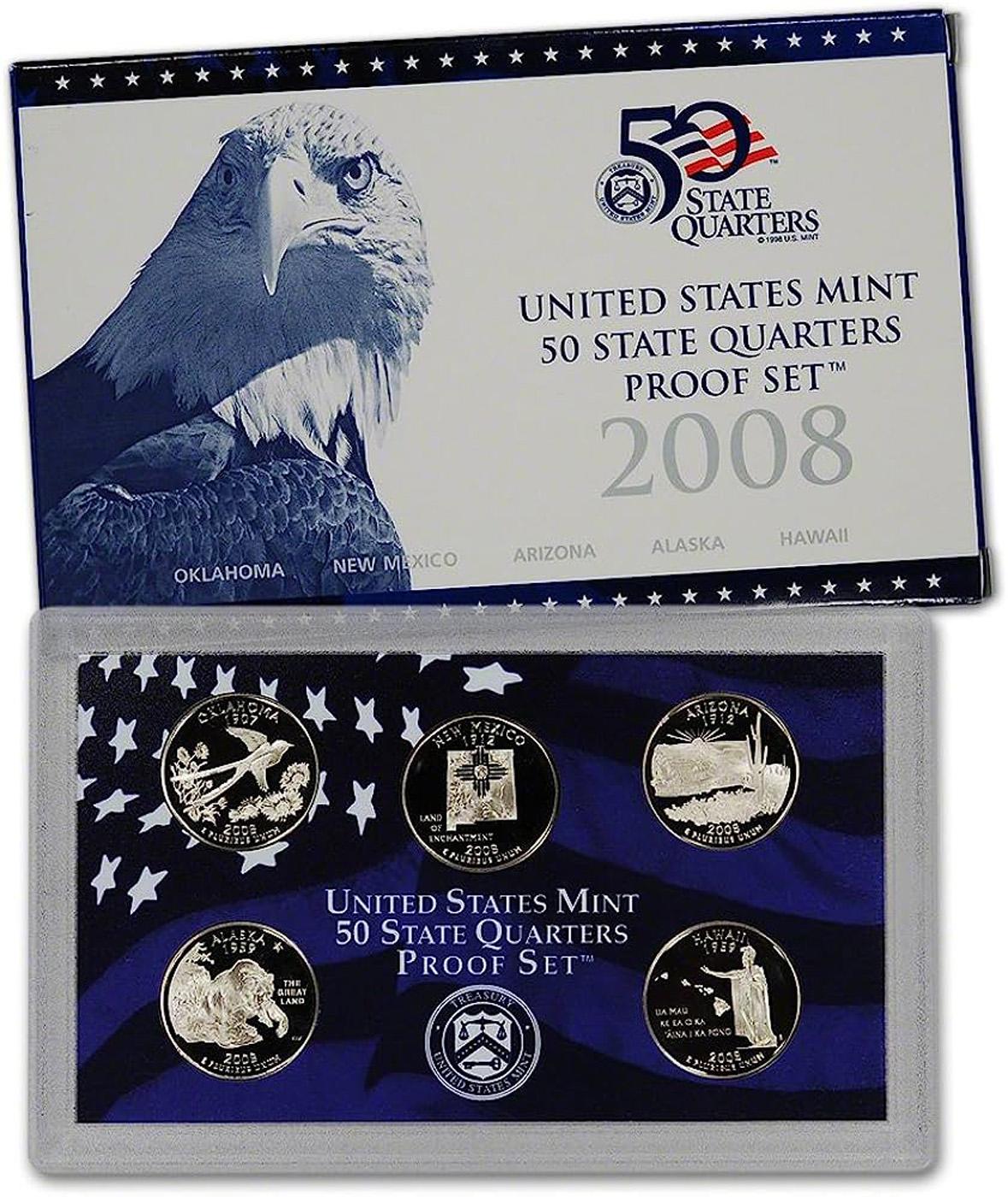 2008 United States Mint Proof Quarters Set - 5 Pieces