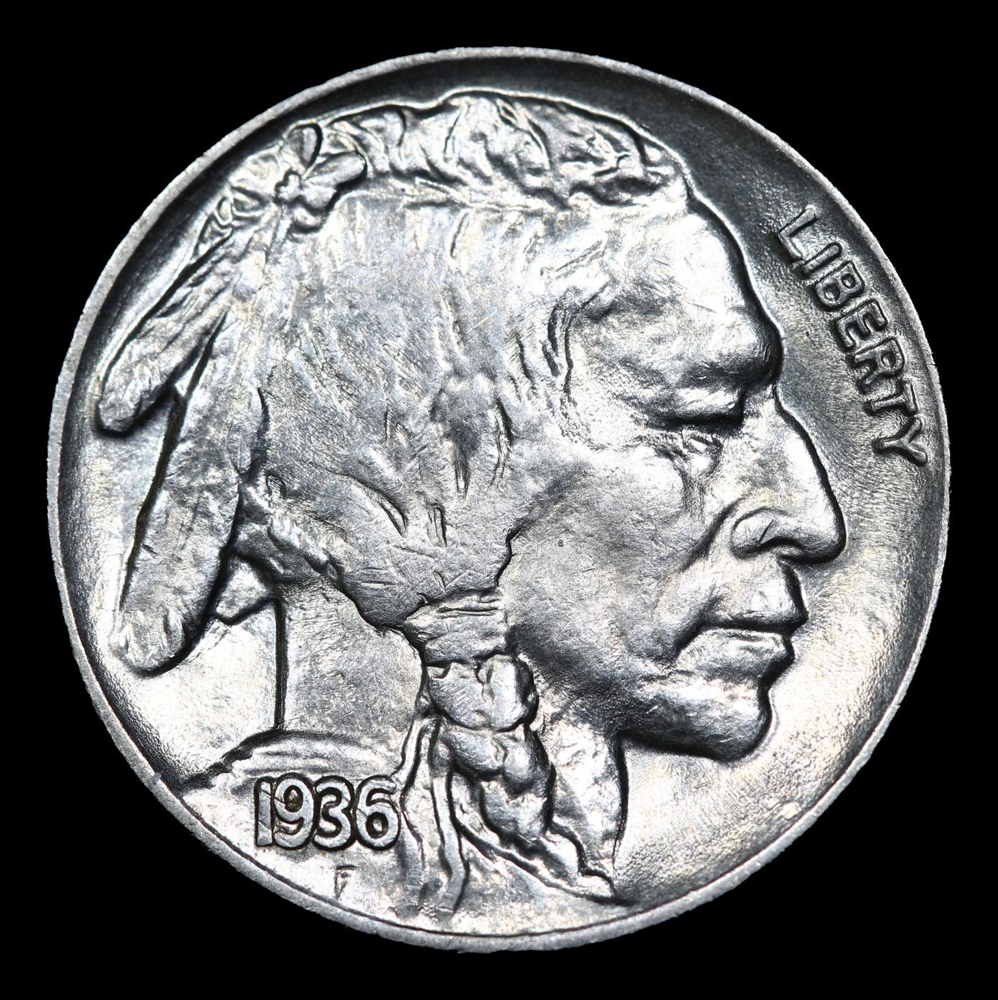 1936-p Buffalo Nickel 5c Grades Choice+ Unc