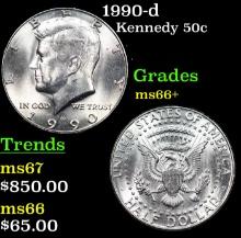 1990-d Kennedy Half Dollar 50c Grades GEM++ Unc