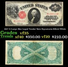 1917 $1 Large Size Legal Tender Note Grades vf++ Signatures Elliott/White