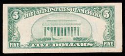 1934B $5 Blue Seal Silver Certificate Grades vf+