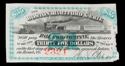 Civil War Era Boston, Hartford & Erie Railroad $35 Note Grades AU Details