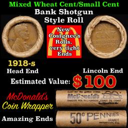 Lincoln Wheat Cent 1c Mixed Roll Orig Brandt McDonalds Wrapper, 1918-s end, Wheat other end