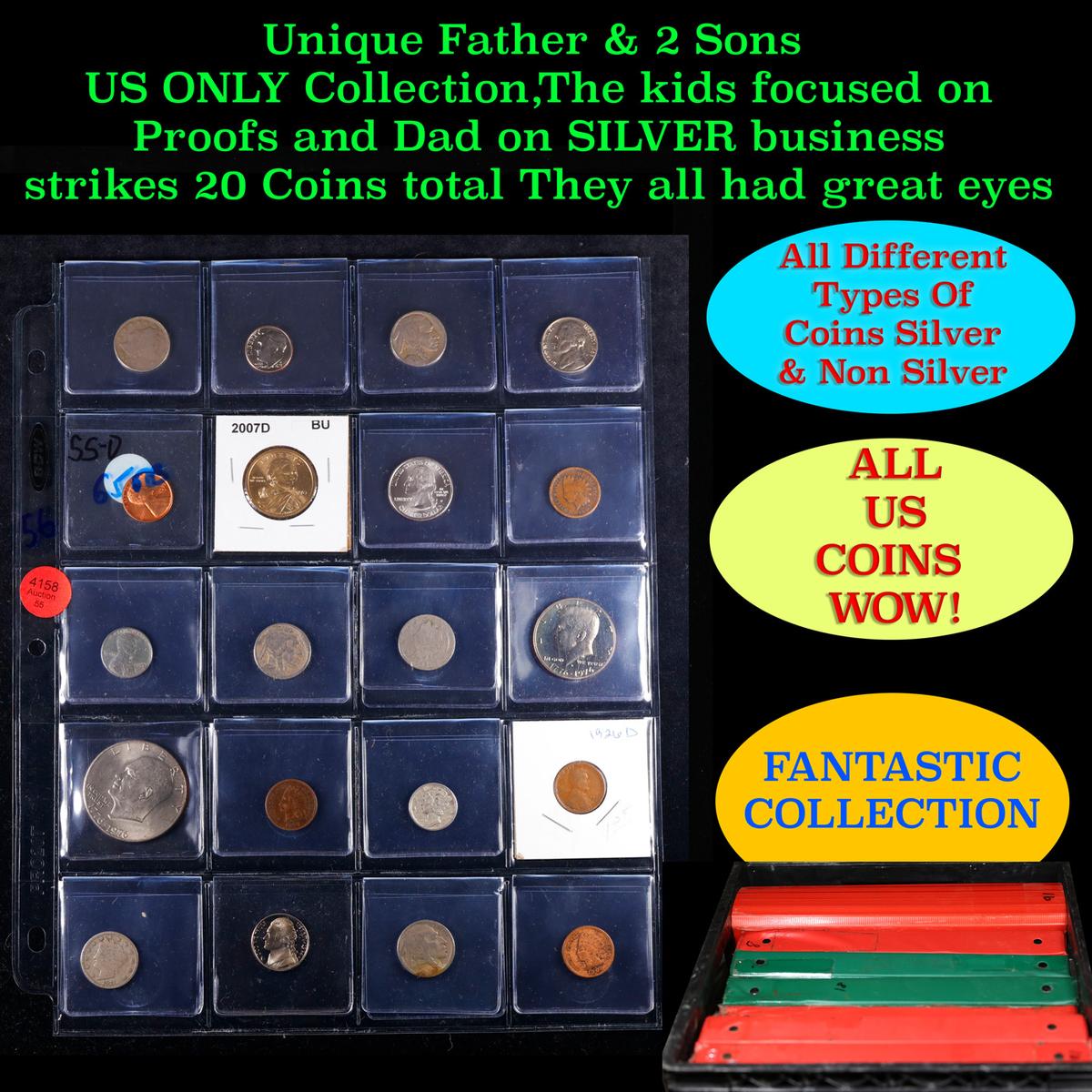 Unique Father & 2 Sons US ONLY Collection,The kids focused on Proofs and Dad on SILVER business stri