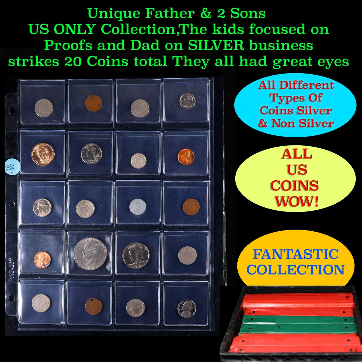 Unique Father & 2 Sons US ONLY Collection,The kids focused on Proofs and Dad on SILVER business stri