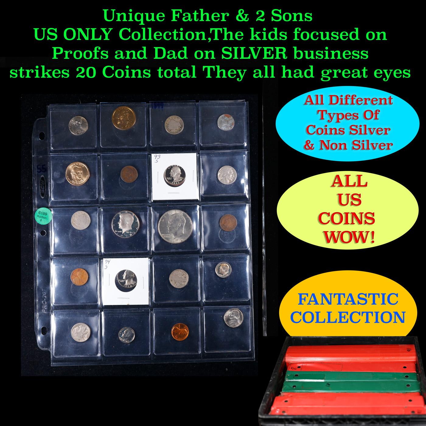 Unique Father & 2 Sons US ONLY Collection,The kids focused on Proofs and Dad on SILVER business stri