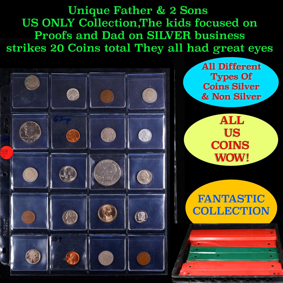 Unique Father & 2 Sons US ONLY Collection,The kids focused on Proofs and Dad on SILVER business stri