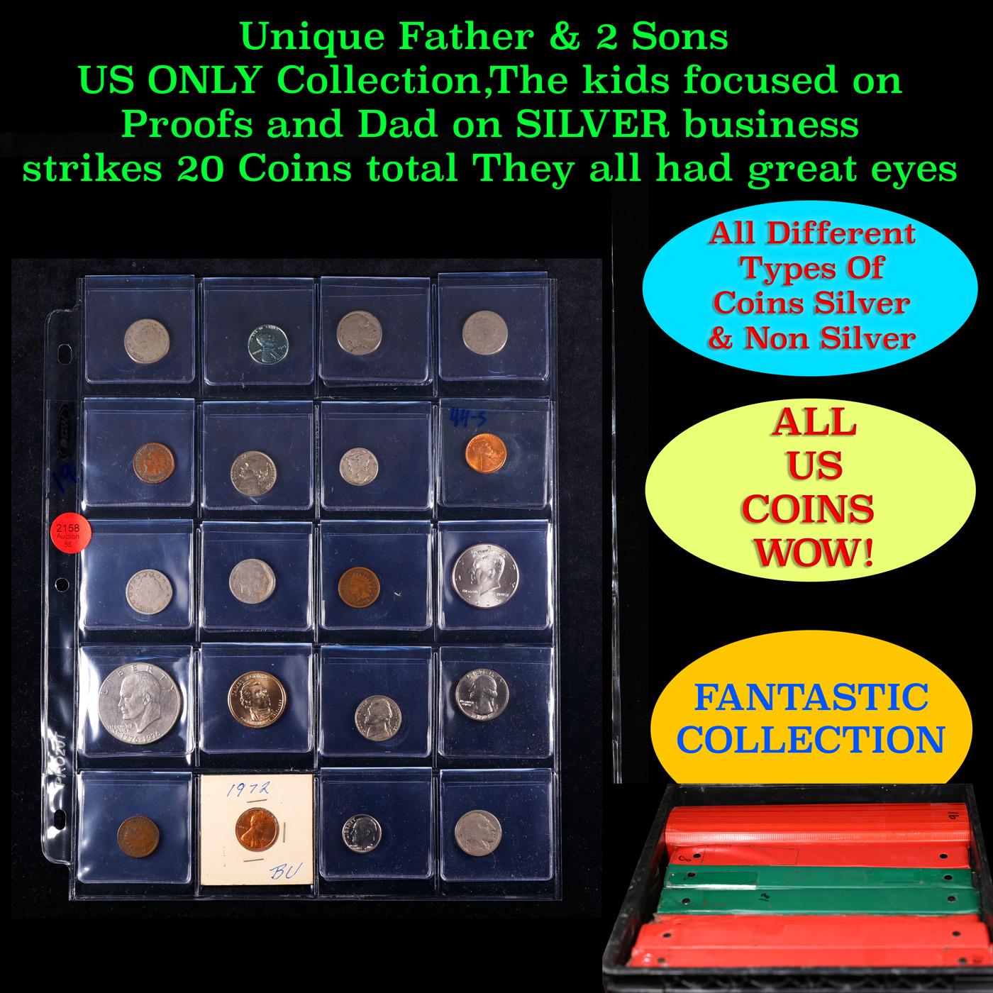 Unique Father & 2 Sons US ONLY Collection,The kids focused on Proofs and Dad on SILVER business stri