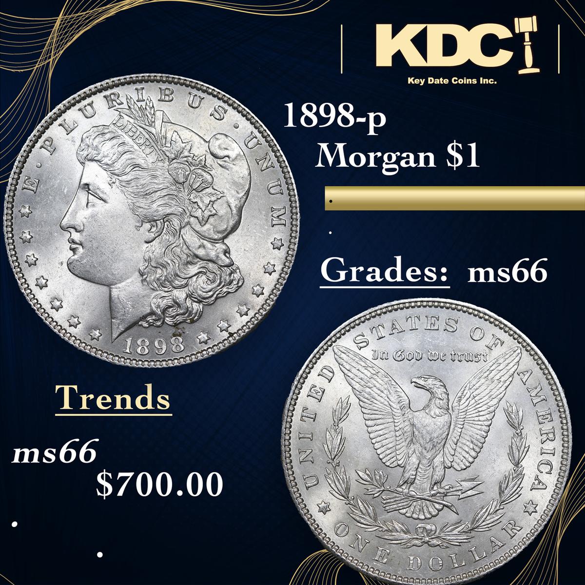 1898-p Morgan Dollar $1 Grades GEM+ Unc