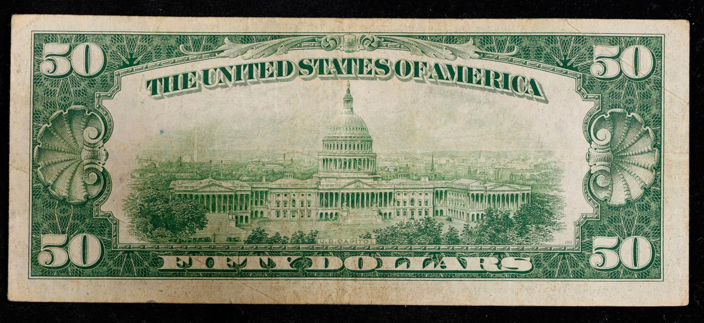 1934 $50 Green Seal Federal Reserve Note Grades vf++