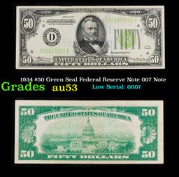 1934 $50 Green Seal Federal Reserve Note 007 Note Grades Select AU