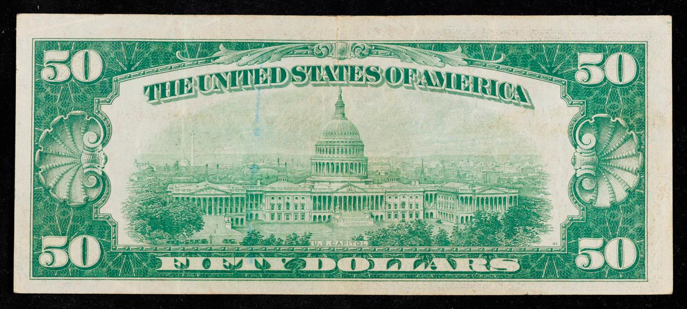 1934 $50 Green Seal Federal Reserve Note 007 Note Grades Select AU