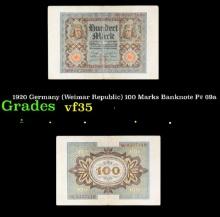 1920 Germany (Weimar Republic) 100 Marks Banknote P# 69a Grades vf++