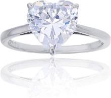 Decadence Sterling Silver Rhodium 10mm Heart Cubic Zirconia Solitaire  Ring size 9