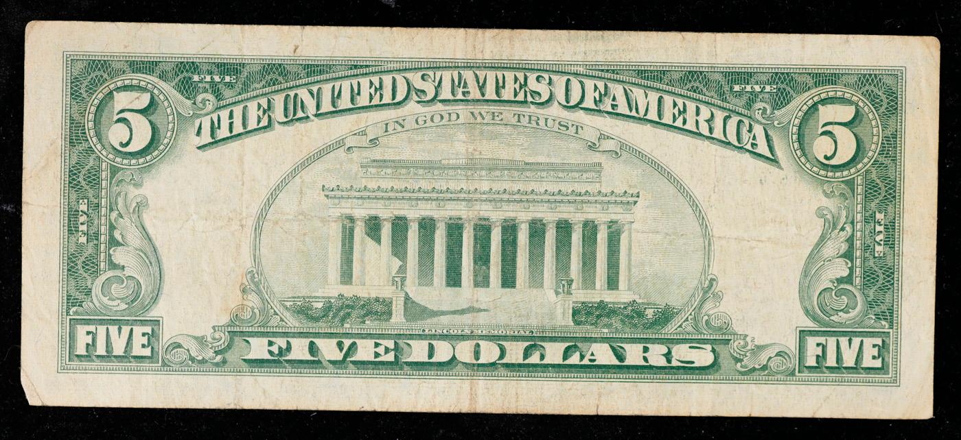 1963 $5 Red Seal United States Note Grades vf++