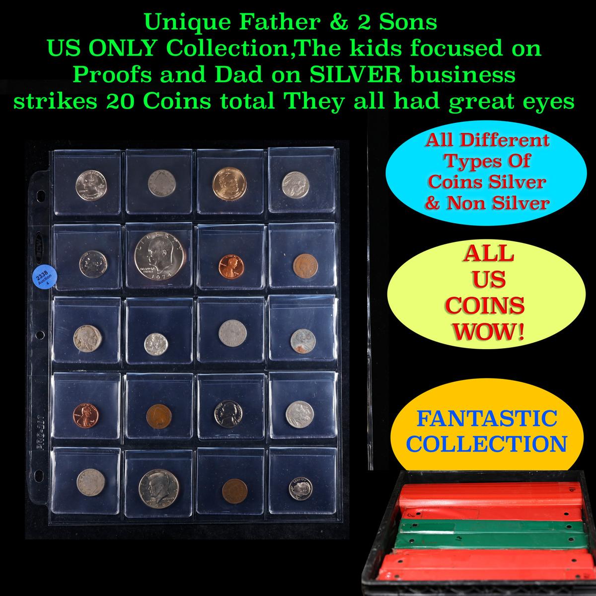 Unique Father & 2 Sons US ONLY Collection,The kids focused on Proofs and Dad on SILVER business stri