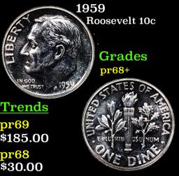 Proof 1959 Roosevelt Dime 10c Grades GEM++ Proof