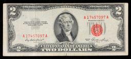 1953 $2 Red Seal United States Note Grades vf+