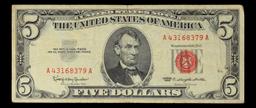 1963 $5 Red seal United States Note Grades vf++