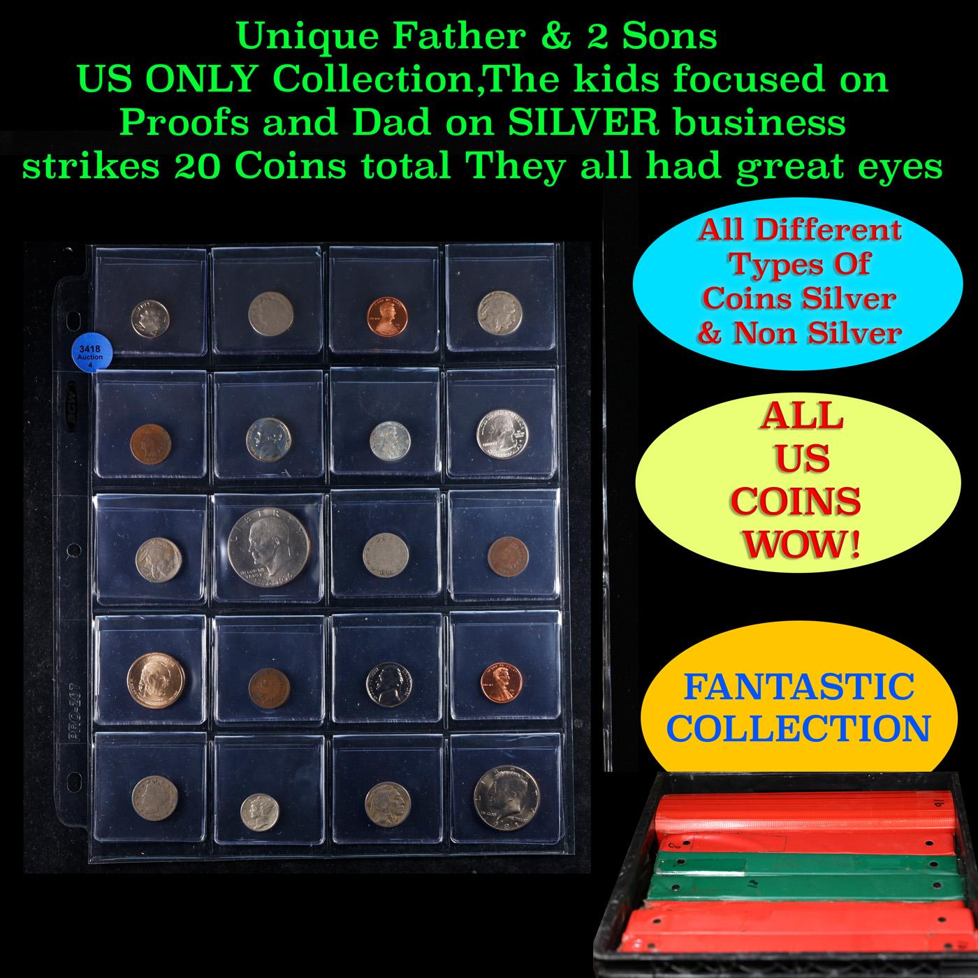 Unique Father & 2 Sons US ONLY Collection,The kids focused on Proofs and Dad on SILVER business stri