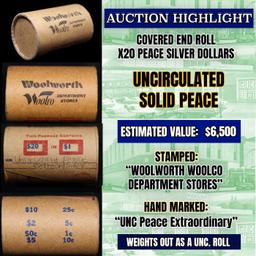 *EXCLUSIVE* Hand Marked "Unc Peace Extraordinary," x20 coin Covered End Roll! - Huge Vault Hoard  (F