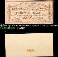 1864 3rd Series Confederate States Thirty Dollars Note Grades Select CU