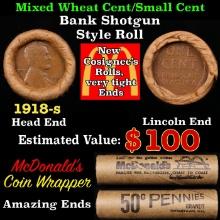 Lincoln Wheat Cent 1c Mixed Roll Orig Brandt McDonalds Wrapper, 1918-s end, Wheat other end