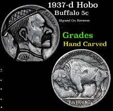 1937-d Hobo Buffalo Nickel 5c Grades Hand Carved