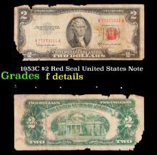 1953C $2 Red Seal United States Note Grades f details