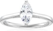 Decadence sterling Silver Rhodium 5x10mm Marquise Cut Engagement Ring Size 7