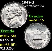 1947-d Jefferson Nickel 5c Grades GEM++ 5fs