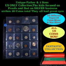 Unique Father & 2 Sons US ONLY Collection,The kids focused on Proofs and Dad on SILVER business stri