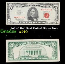 1963 $5 Red Seal United States Note Grades xf