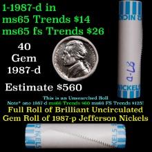 BU Shotgun Jefferson 5c roll, 1987-d 40 pcs Bank $2 Nickel Wrapper