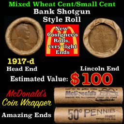 Lincoln Wheat Cent 1c Mixed Roll Orig Brandt McDonalds Wrapper, 1917-d end, Wheat other end