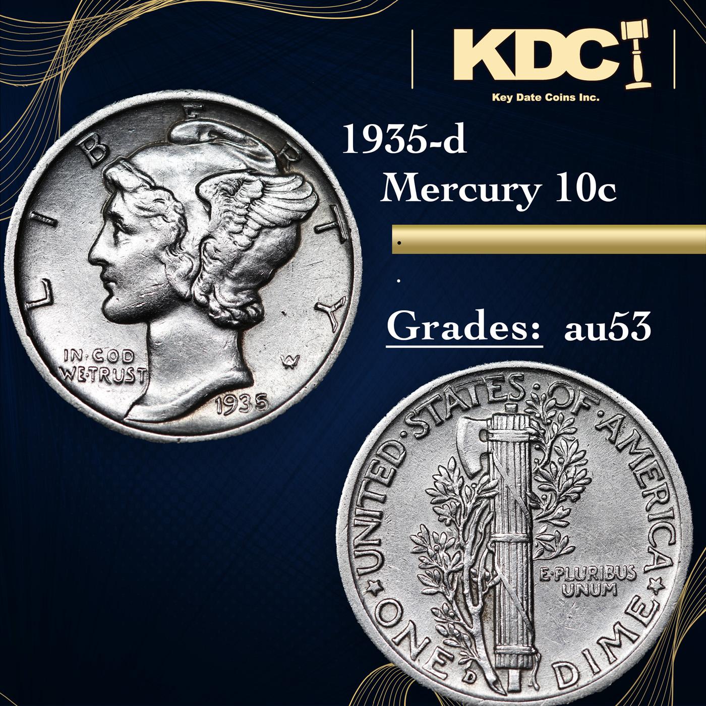 1935-d Mercury Dime 10c Grades Select AU