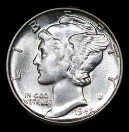 1945-p Mercury Dime 10c Grades GEM++ Unc