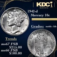 1942-d Mercury Dime 10c Grades GEM++ FSB