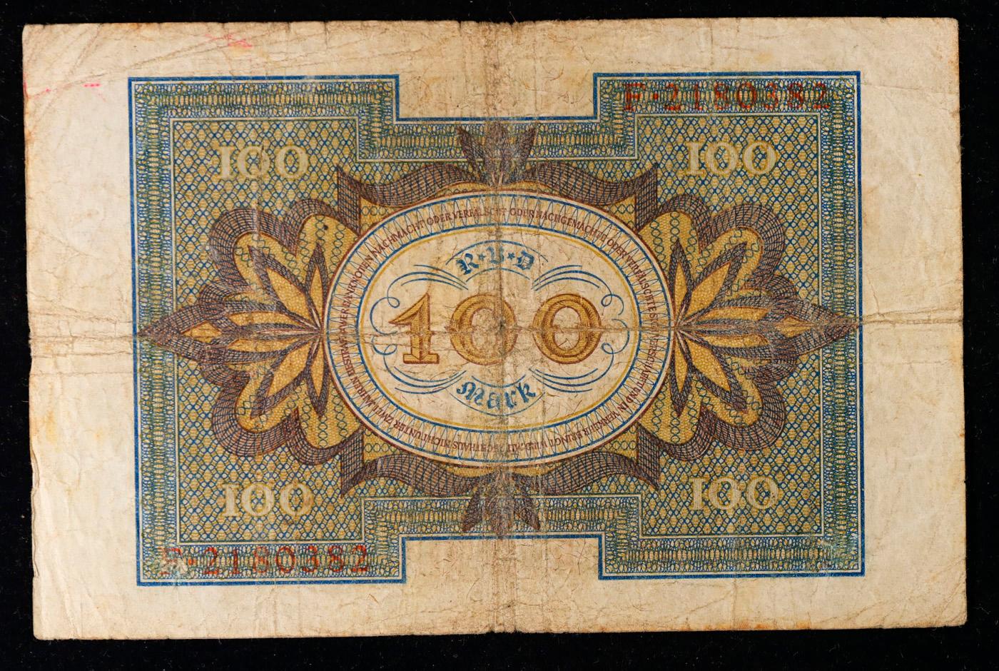 1920 Germany (WWI Era) 100 Marks Banknote P# 69a Grades vf+