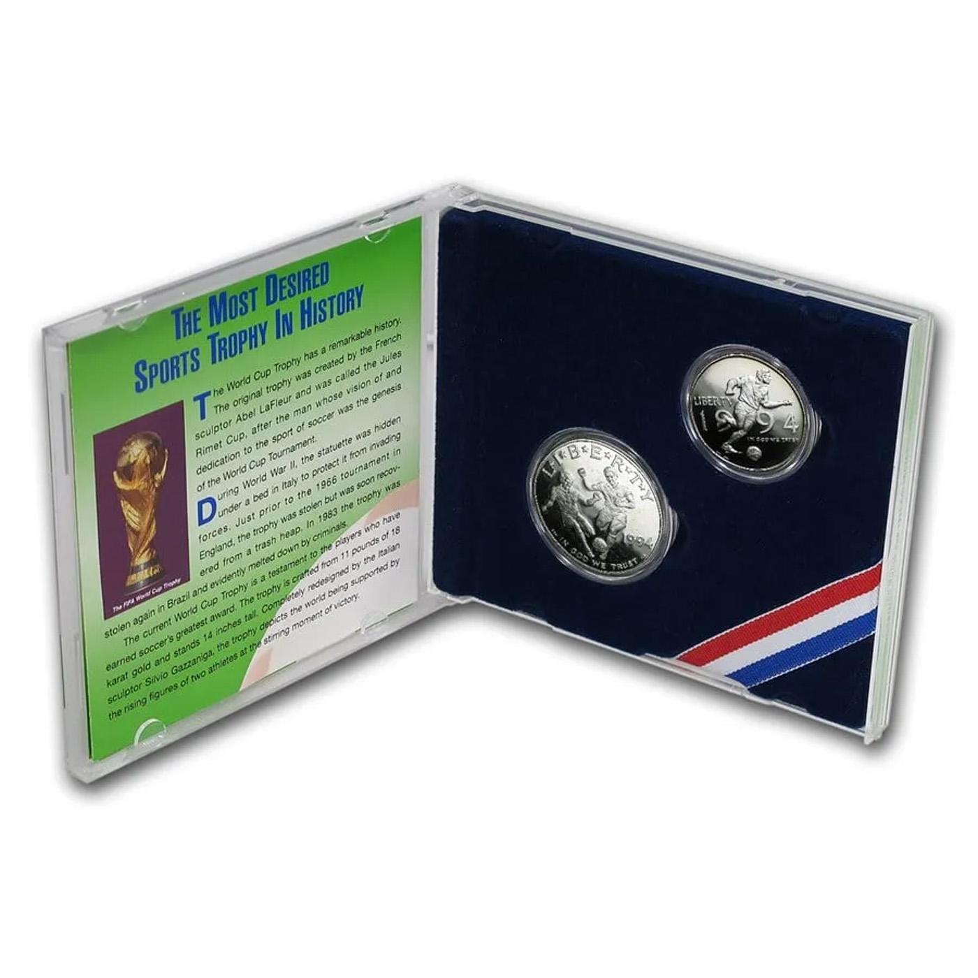 1994 World Cup USA Special Edition 2-Coin Proof Collectors Set w/OGP & COA