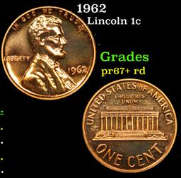 Proof 1962 Lincoln Cent 1c Grades Gem++ Proof Red