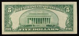 1953A $5 Blue Seal Silver Certificate Grades vf++