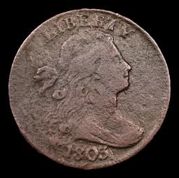 ***Auction Highlight*** 1803 Sm Date, Lg Frac Draped Bust Large Cent S-265 1c Graded vf35+ By SEGS (