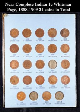 Near Complete Indian 1c Whitman Page, 1888-1909 21 coins in Total