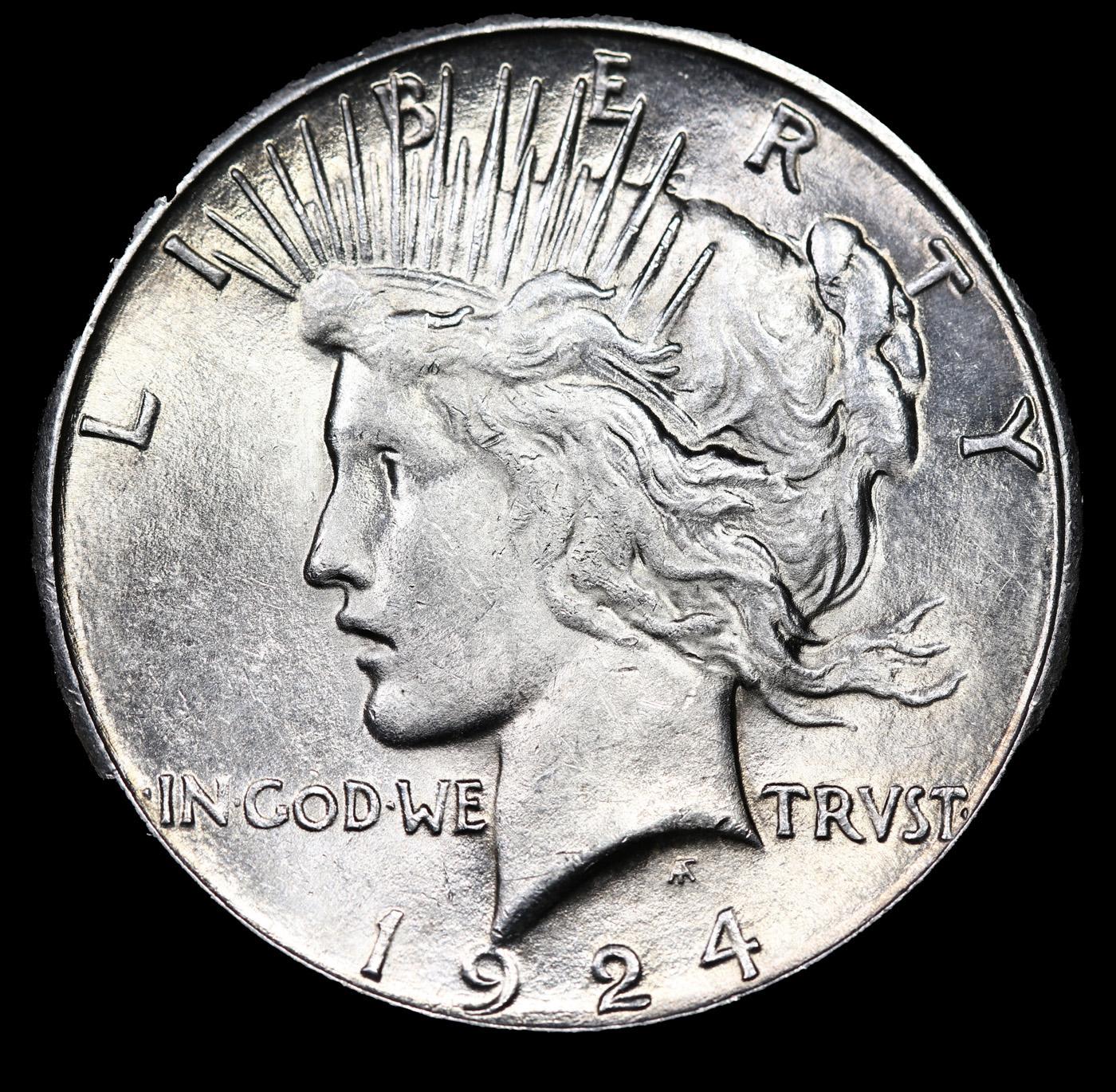 ***Auction Highlight*** 1924-s Peace Dollar 1 Graded ms63+ By SEGS (fc)