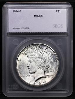 ***Auction Highlight*** 1924-s Peace Dollar 1 Graded ms63+ By SEGS (fc)